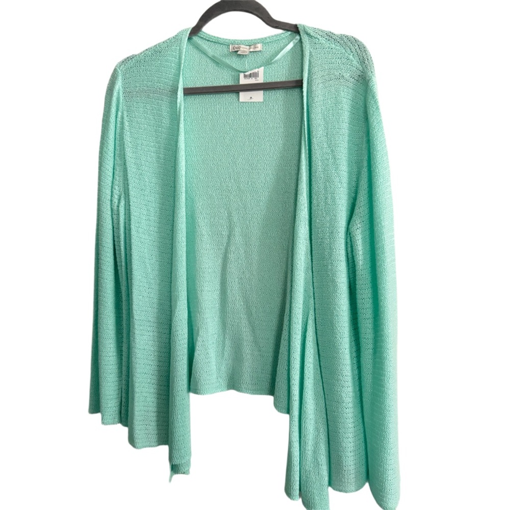 Mint Green Lightweight Open Front Sweater, XL